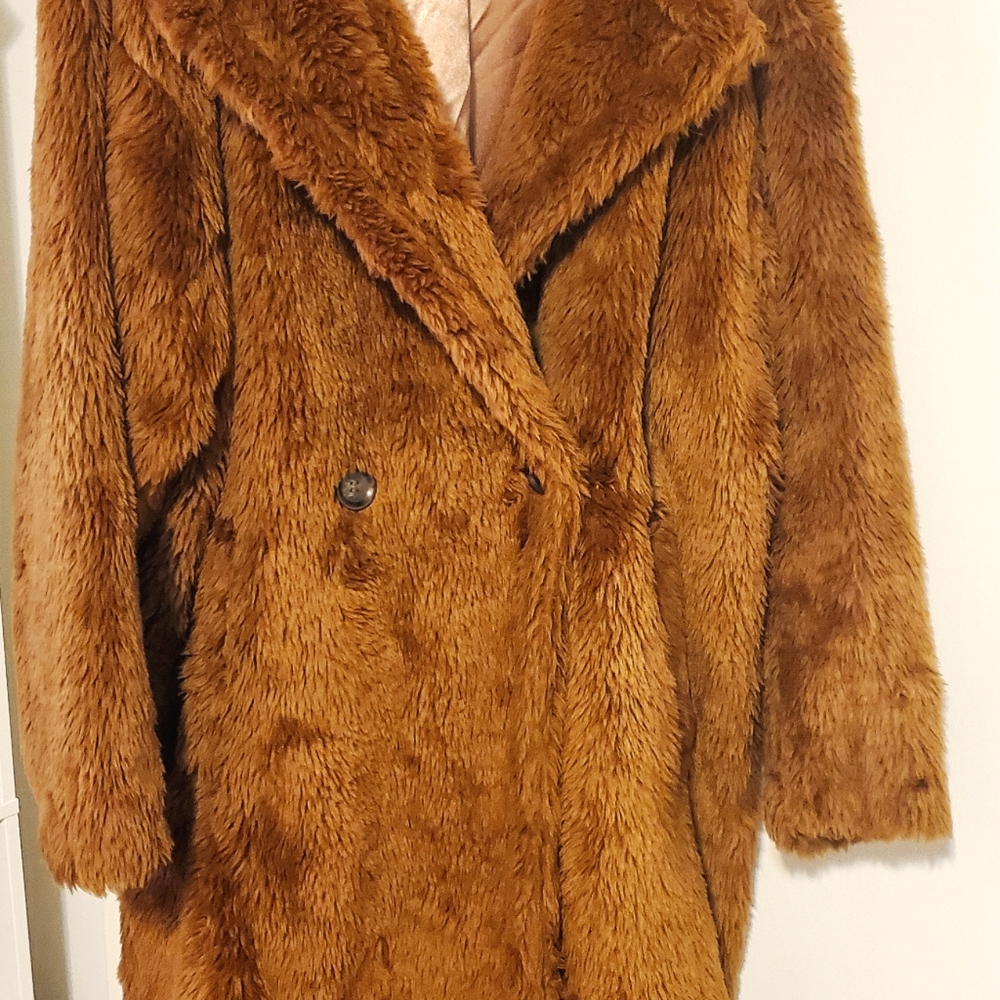 Boohoo teddy fur trench coat